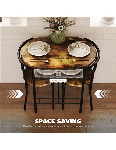 HOMCOM Three-Piece Compact Dining Set - Rustic Brown