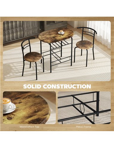 HOMCOM Three-Piece Compact Dining Set - Rustic Brown