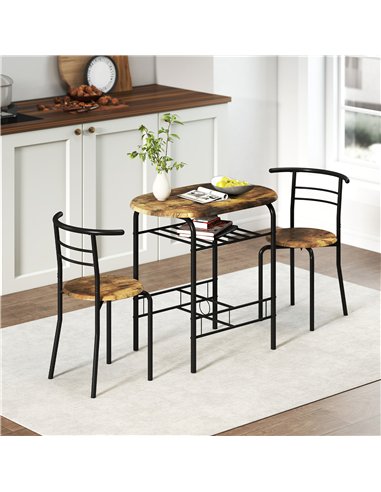 HOMCOM Three-Piece Compact Dining Set - Rustic Brown