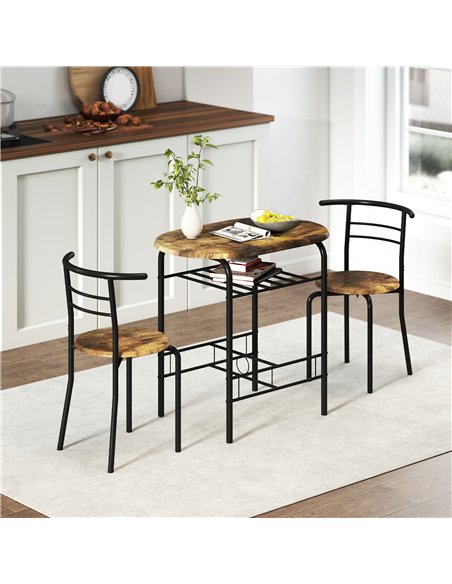 HOMCOM Three-Piece Compact Dining Set - Rustic Brown - pic 172425 | FastDaddyshop