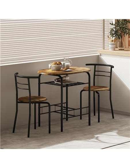 HOMCOM Three-Piece Compact Dining Set - Rustic Brown - pic 172426 | FastDaddyshop