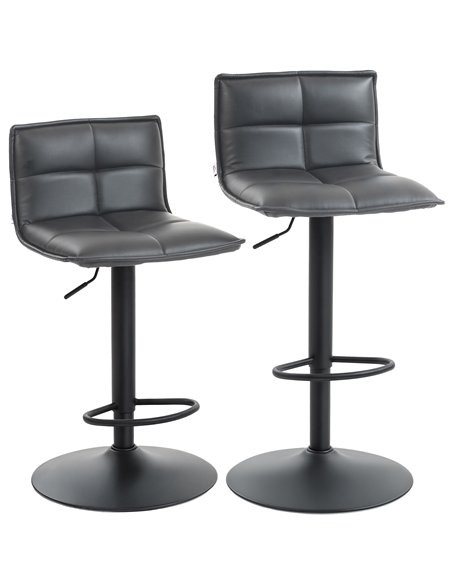 HOMCOM Set of Two Modern Faux Leather Bar Stools - Dark Grey - pic 172437 | FastDaddyshop