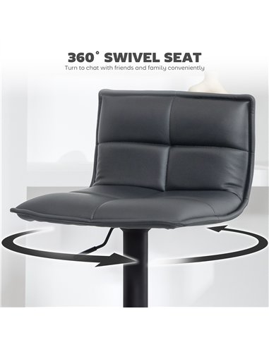 HOMCOM Set of Two Modern Faux Leather Bar Stools - Dark Grey