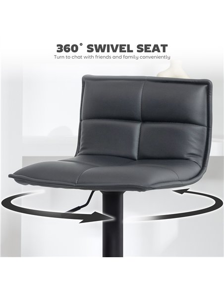 HOMCOM Set of Two Modern Faux Leather Bar Stools - Dark Grey - pic 172442 | FastDaddyshop