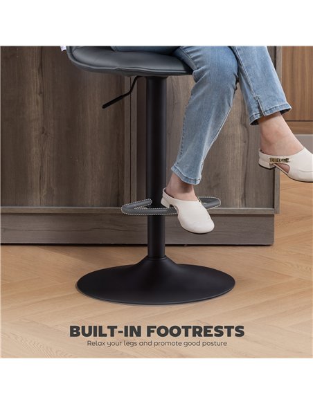 HOMCOM Set of Two Modern Faux Leather Bar Stools - Dark Grey - pic 172444 | FastDaddyshop