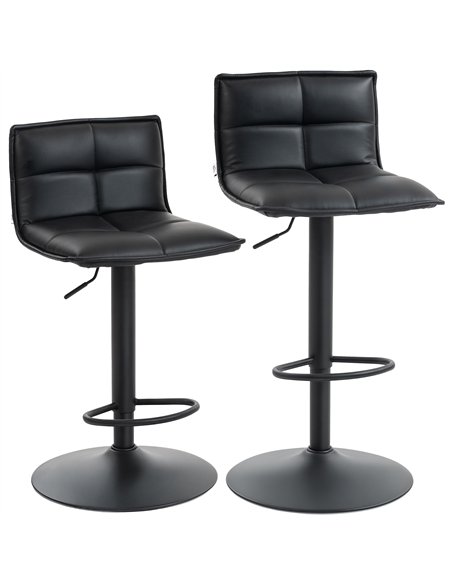 HOMCOM Set of Two Modern Faux Leather Bar Stools - Black - pic 172446 | FastDaddyshop