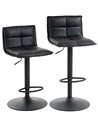 HOMCOM Set of Two Modern Faux Leather Bar Stools - Black