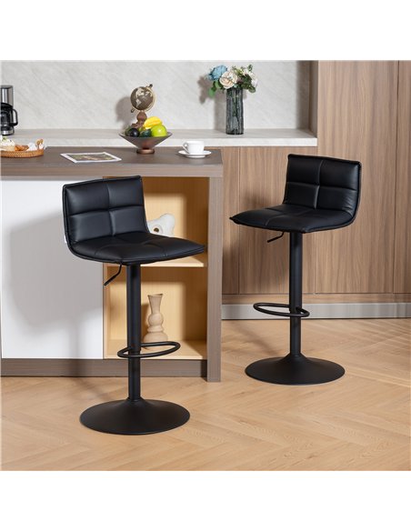 HOMCOM Set of Two Modern Faux Leather Bar Stools - Black - pic 172447 | FastDaddyshop
