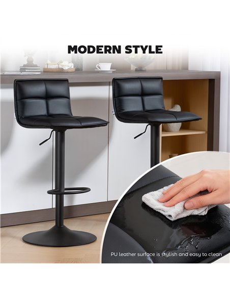 HOMCOM Set of Two Modern Faux Leather Bar Stools - Black - pic 172449 | FastDaddyshop