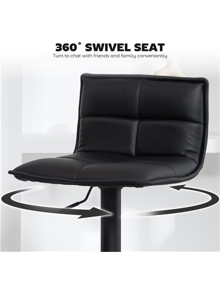 HOMCOM Set of Two Modern Faux Leather Bar Stools - Black - pic 172451 | FastDaddyshop