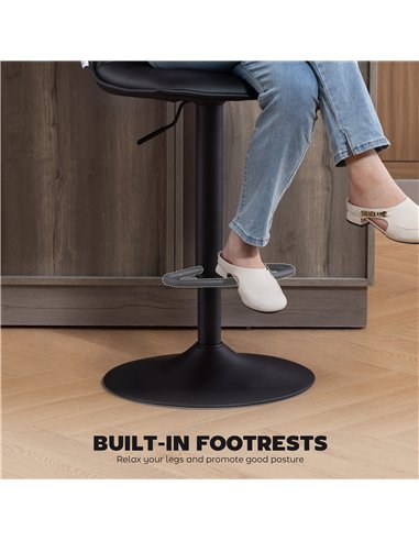 HOMCOM Set of Two Modern Faux Leather Bar Stools - Black