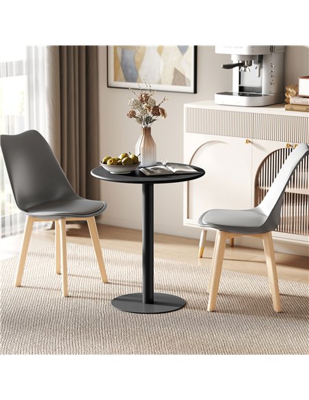 HOMCOM Dining Table, Round Kitchen Table with Steel Base for Living Room, Dining Room, 60 x 60 x 72cm, Black - pic 172465 | FastDaddyshop