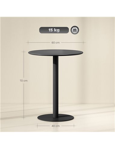 HOMCOM Dining Table, Round Kitchen Table with Steel Base for Living Room, Dining Room, 60 x 60 x 72cm, Black