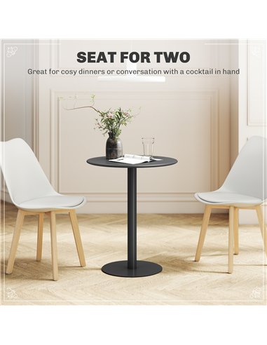 HOMCOM Dining Table, Round Kitchen Table with Steel Base for Living Room, Dining Room, 60 x 60 x 72cm, Black