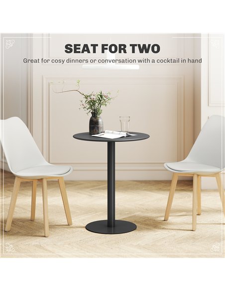 HOMCOM Dining Table, Round Kitchen Table with Steel Base for Living Room, Dining Room, 60 x 60 x 72cm, Black - pic 172467 | FastDaddyshop