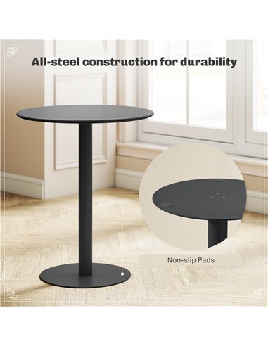 HOMCOM Dining Table, Round Kitchen Table with Steel Base for Living Room, Dining Room, 60 x 60 x 72cm, Black
