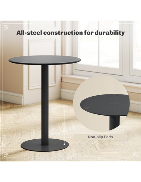HOMCOM Dining Table, Round Kitchen Table with Steel Base for Living Room, Dining Room, 60 x 60 x 72cm, Black - pic 172468 | FastDaddyshop