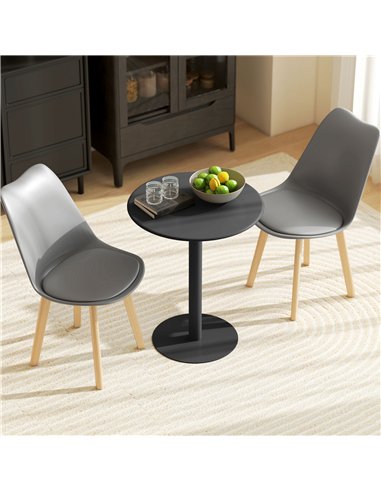 HOMCOM Dining Table, Round Kitchen Table with Steel Base for Living Room, Dining Room, 60 x 60 x 72cm, Black