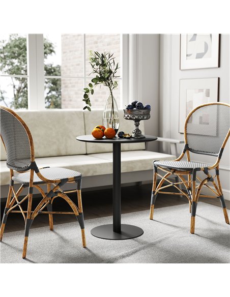 HOMCOM Dining Table, Round Kitchen Table with Steel Base for Living Room, Dining Room, 60 x 60 x 72cm, Black - pic 172470 | FastDaddyshop