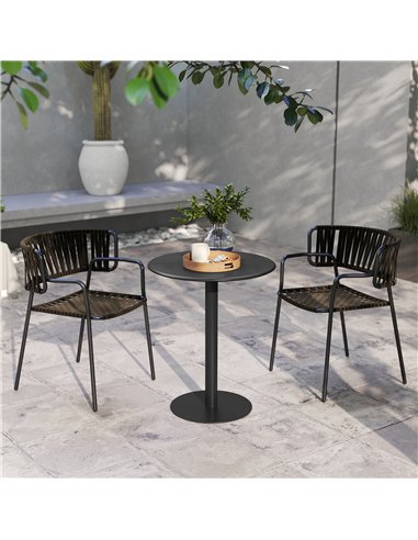 HOMCOM Dining Table, Round Kitchen Table with Steel Base for Living Room, Dining Room, 60 x 60 x 72cm, Black