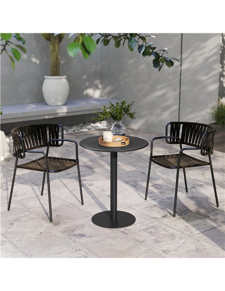 HOMCOM Dining Table, Round Kitchen Table with Steel Base for Living Room, Dining Room, 60 x 60 x 72cm, Black - pic 172471 | FastDaddyshop