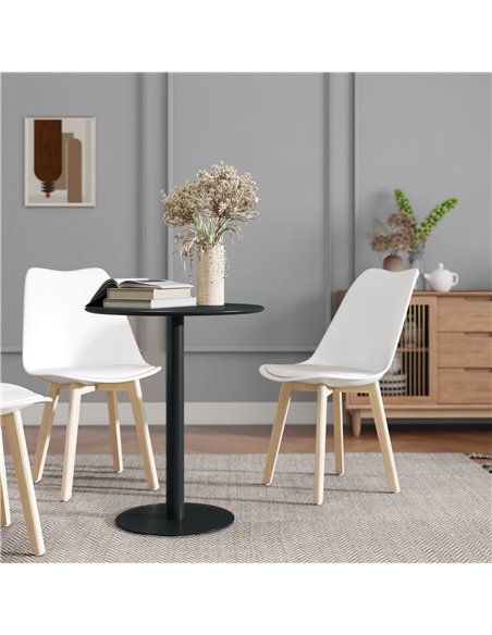 HOMCOM Dining Table, Round Kitchen Table with Steel Base for Living Room, Dining Room, 60 x 60 x 72cm, Black - pic 172472 | FastDaddyshop