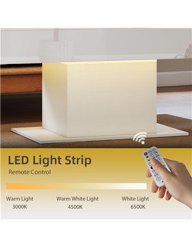 HOMCOM Extendable Coffee Table with LED Lights and Storage - High Gloss White