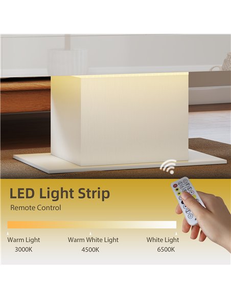 HOMCOM Extendable Coffee Table with LED Lights and Storage - High Gloss White - pic 172478 | FastDaddyshop