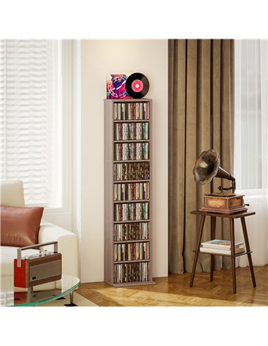 HOMCOM 260 Narrow CD Storage Unit - Natural Wood Finish