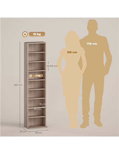 HOMCOM 260 Narrow CD Storage Unit - Natural Wood Finish - pic 172484 | FastDaddyshop