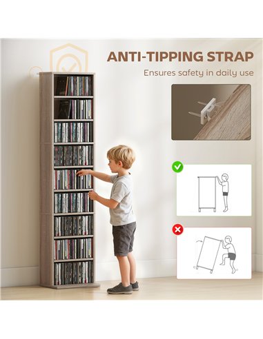 HOMCOM 260 Narrow CD Storage Unit - Natural Wood Finish