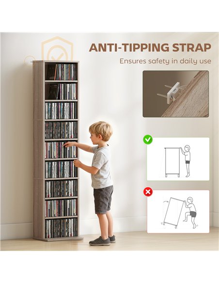 HOMCOM 260 Narrow CD Storage Unit - Natural Wood Finish - pic 172487 | FastDaddyshop