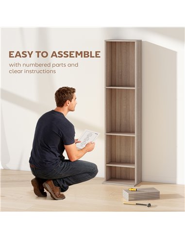 HOMCOM 260 Narrow CD Storage Unit - Natural Wood Finish
