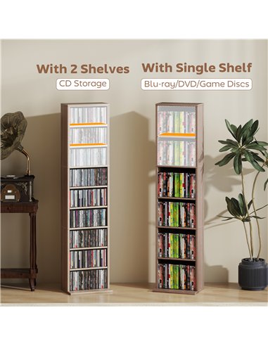 HOMCOM 260 Narrow CD Storage Unit - Natural Wood Finish