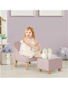Homcom Kids Two-Piece Chair and Ottoman Set, Pink 2