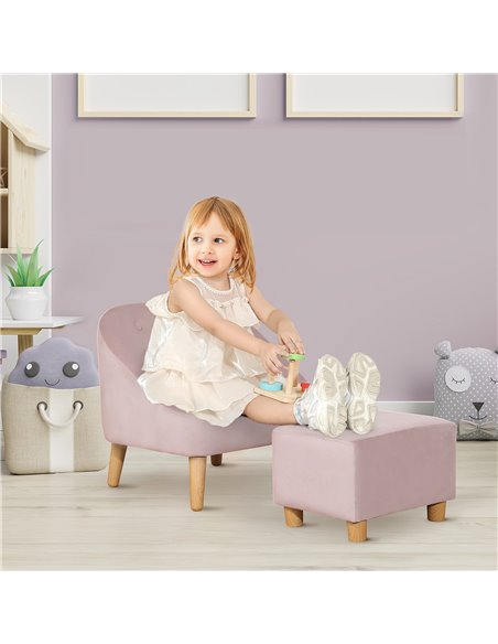 Homcom Kids Two-Piece Chair and Ottoman Set, Pink - pic 17249 | FastDaddyshop