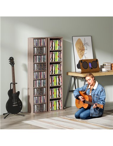 HOMCOM 260 Narrow CD Storage Unit - Natural Wood Finish