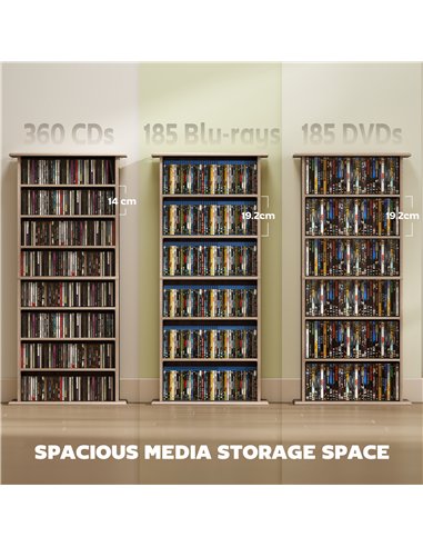 HOMCOM 360 CD Storage Unit - Natural Wood Finish