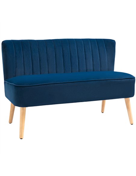 HOMCOM Modern Double Seat Sofa Foam Padding High Back Soft Comfortable Compact Couch Home Office Dark Blue - pic 172500 | FastDaddyshop