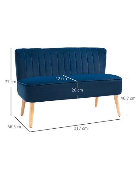 HOMCOM Modern Double Seat Sofa Foam Padding High Back Soft Comfortable Compact Couch Home Office Dark Blue - pic 172502 | FastDaddyshop