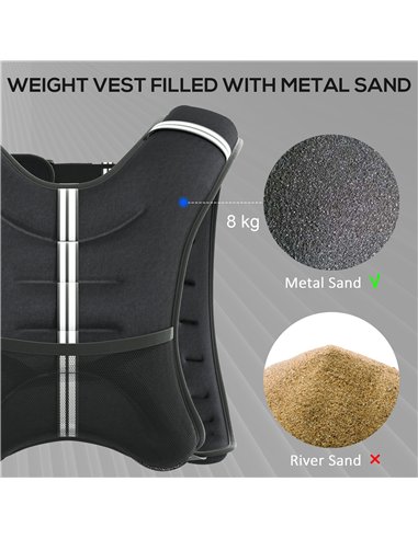 HOMCOM 8KG Weighted Vest, Running Weight Vest with Adjustable Strap, Convenient Pocket and Reflective Strips for Men and Women