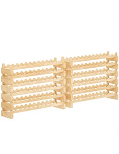 HOMCOM Six-Tier, 72 Bottle Wooden Wine Rack Set of 2 - Natural