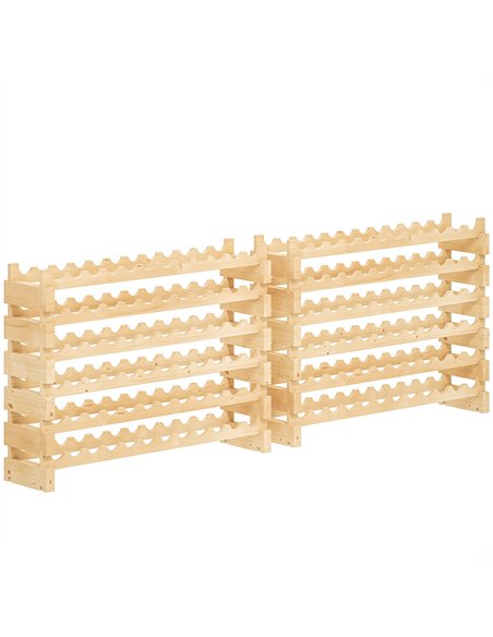 HOMCOM Six-Tier, 72 Bottle Wooden Wine Rack Set of 2 - Natural - pic 172527 | FastDaddyshop