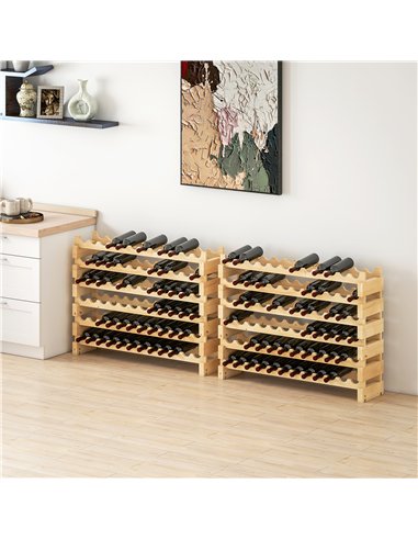 HOMCOM Six-Tier, 72 Bottle Wooden Wine Rack Set of 2 - Natural