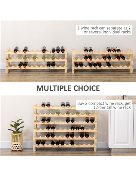 HOMCOM Six-Tier, 72 Bottle Wooden Wine Rack Set of 2 - Natural - pic 172530 | FastDaddyshop