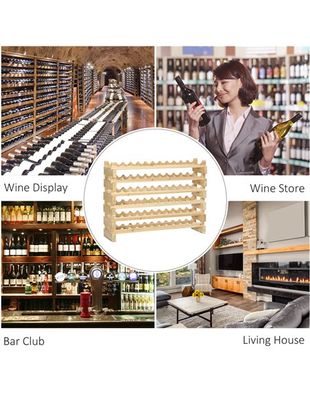 HOMCOM Six-Tier, 72 Bottle Wooden Wine Rack Set of 2 - Natural - pic 172533 | FastDaddyshop