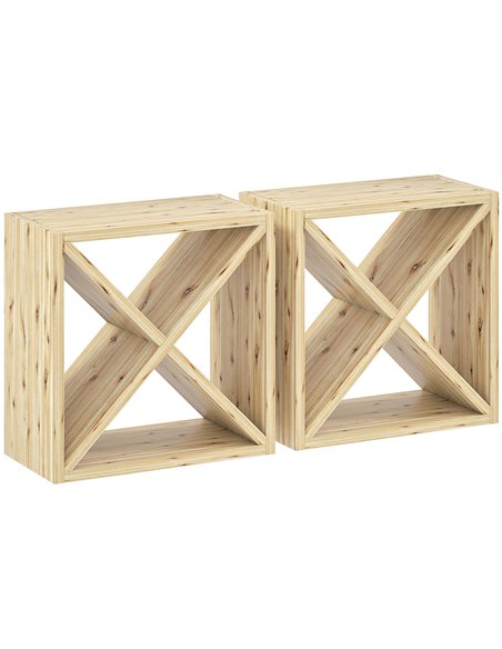 HOMCOM Set of 2 Wooden Wine Rack, X-Shaped Square Tabletop Storage Holder for 24 Bottle, Natural Wood - pic 172536 | FastDaddyshop