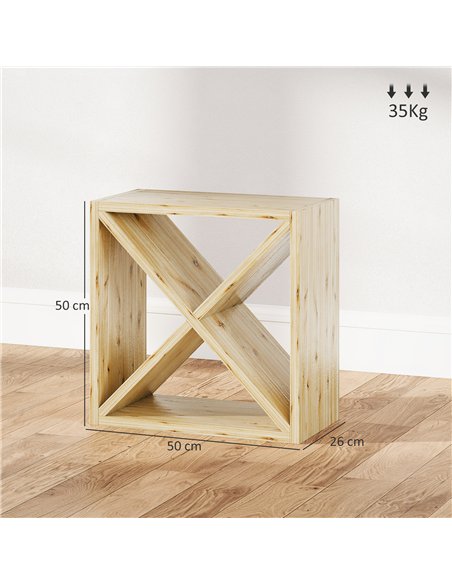 HOMCOM Set of 2 Wooden Wine Rack, X-Shaped Square Tabletop Storage Holder for 24 Bottle, Natural Wood - pic 172538 | FastDaddyshop