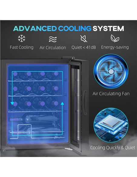 HOMCOM 42L 16-Bottle Wine Cooler Fridge - Black - pic 172548 | FastDaddyshop