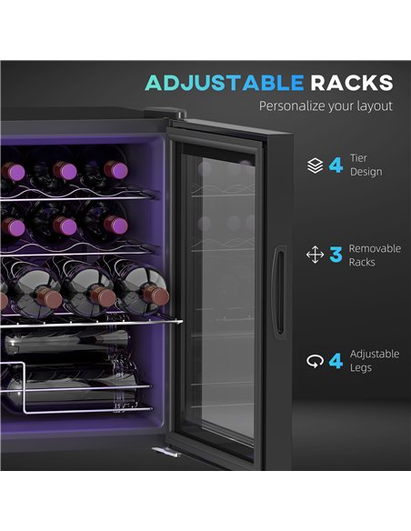 HOMCOM 42L 16-Bottle Wine Cooler Fridge - Black - pic 172550 | FastDaddyshop